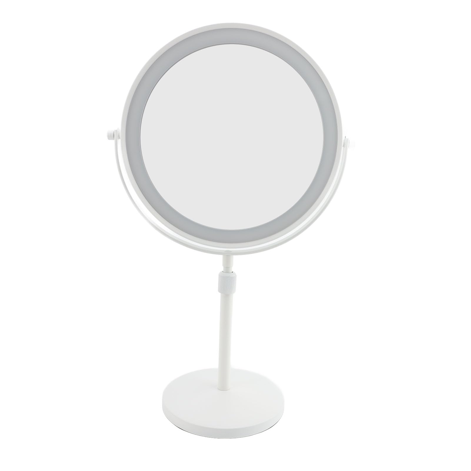 Specchio per il Trucco Illuminato, Design Bifacciale con Luci LED a 3 Colori e Altezza Regolabile, Controllo Touch per vanità e Trucco (5X)
