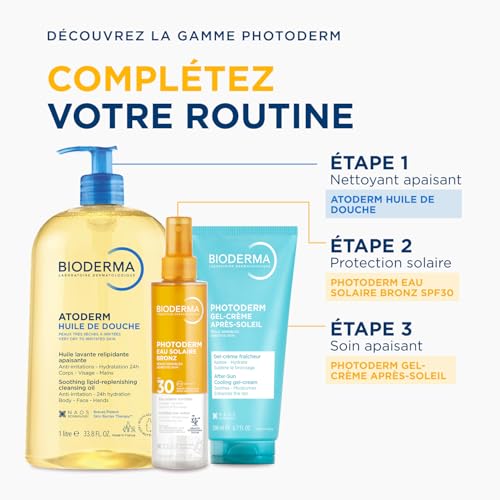 BIODERMA Photoderm Eau solaire Bronz SPF30 - Haute protection contre les UVA - Peaux sensibles - Stimule le bronzage naturel - Flacon pompe 200 ml