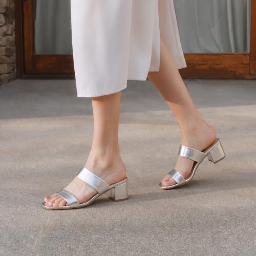 Image of DOBOLIN Two Strap Women's Heels 2-Inch Dressy Sandals Wide Feet Friendly