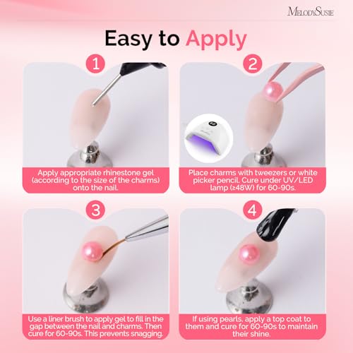 Set de 4 anillos para mezclar y kit de 2376 perlas para uñas miniatura 6