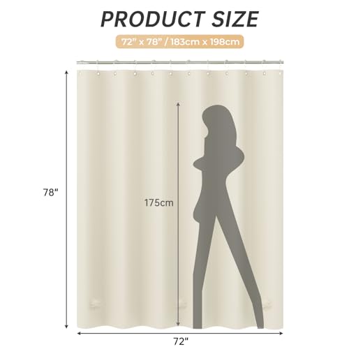 Image of AmazerBath Plastic Shower Curtain Liner, 72 x 78 Inches PEVA Beige Shower Curtain with Heavy Duty Clear Stones and Grommet Holes, Waterproof Thick Bathroom Plastic Shower Curtains