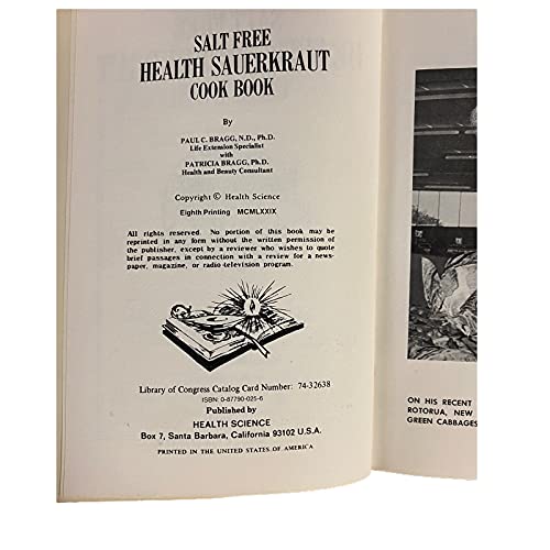 Salt Free Health Sauerkraut Cook Book