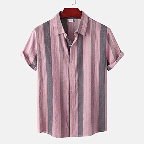 Chemise hawaïenne respirante à séchage rapide | T-shirt de fête boutonné rose pour homme