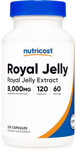 Nutricost Royal Jelly (8,000mg Equivalent) 120 Capsules - Royal Jelly Extract, GMO-Free, Gluten-Free, 60 Servings