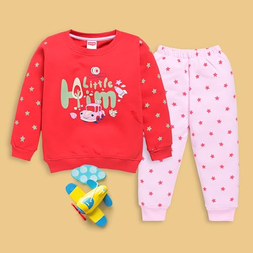 Image of LuvLap Baby Boys Full Sleeve Sweatshirt & Pyjama Set Pack of 1