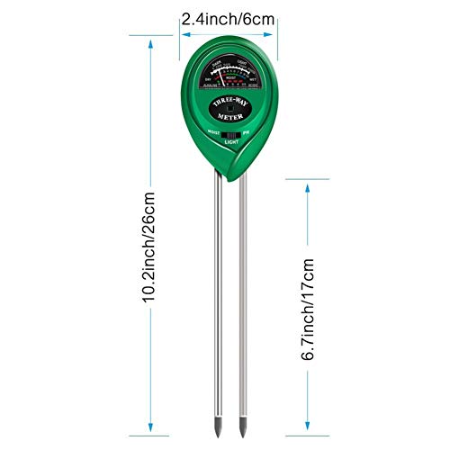 K KERNOWO pH Soil Meter, 3-in-1 Soil Testing Kit with Moisture, Light and PH Tester for Garden, Farm, Lawn, Indoor & Outdoor (No Battery Needed)