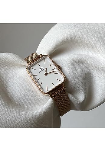 Image of Daniel Wellington Quadro Pressed Women's Watch - 20x26mm Square Case, Japanese Quartz Movement, Stainless Steel Mesh Strap, Water Resistant, Rose Gold Watch for Women - Melrose