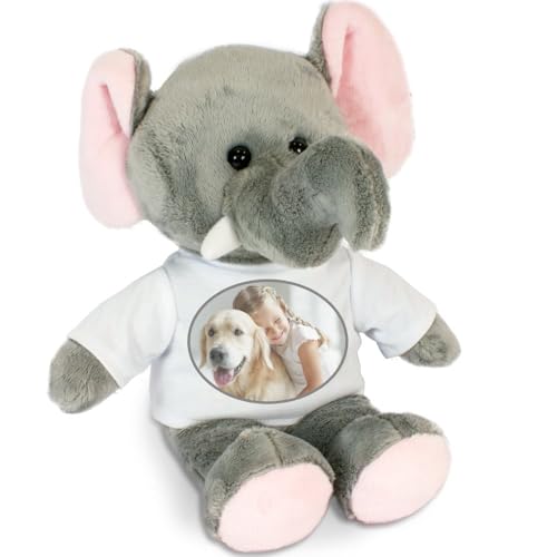 Ocadeau Peluche Elefante Con Personalización De Foto - Peluche Elefante Vestido Con Camiseta Blanca Para Personalizar - Peluche Personalizable De 21 Cm Ocadeau Peluche Elefante Con Personalización De Foto - Peluche Elefante Vestido Con Camiseta Blanca Para Personalizar - Peluche Personalizable De 21 Cm