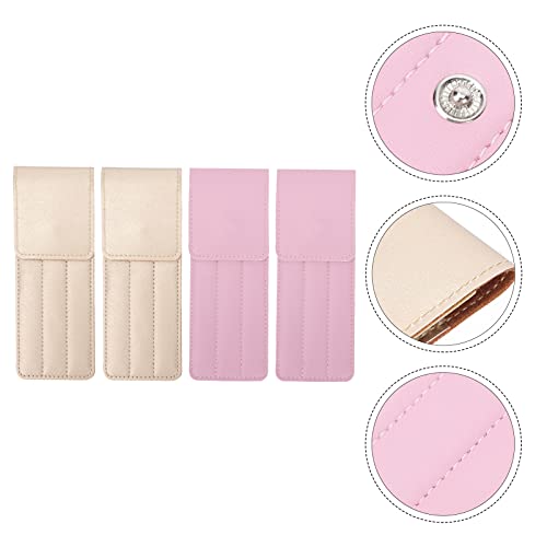 Beaupretty 4 peças de estojo de couro de poliuretano, tesoura, escova de cílios, lâminas de sobrance