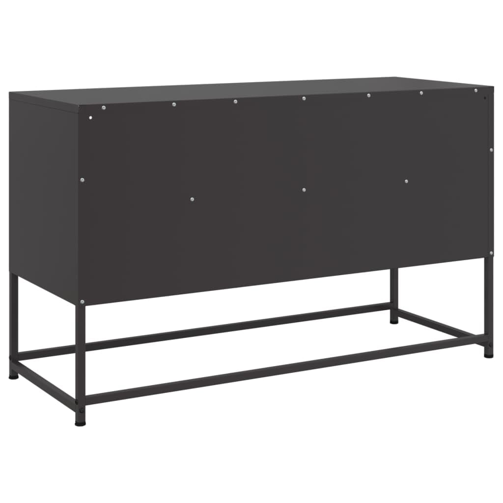 ZBZFGE Mobile TV Industriale in Acciaio Nero 100,5x39x60,5 cm, Dispone di 3 Scomparti Aperti e 3 Cassetti, Struttura Robusta per Soggiorno, Facile da Pulire e Assemblare
