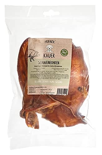 PRIMOX® Schweineohren 200g | 100% natürlicher, knuspriger & fettarmer Kausnack I Unterstützt Zahnpflege & reduziert Stress