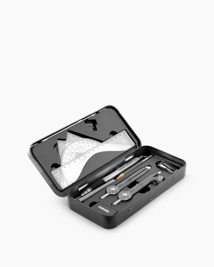 Image of Camel Scholar Plus Geometry Box - Premium 12-Piece Technical Drawing Set in Sturdy Metal Case for School & Professional Use