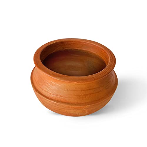 Image of Kichera Unglazed Clay Pot for Cooking & Serving Red Earthen Kadai /Mud Handi (3 Litre)