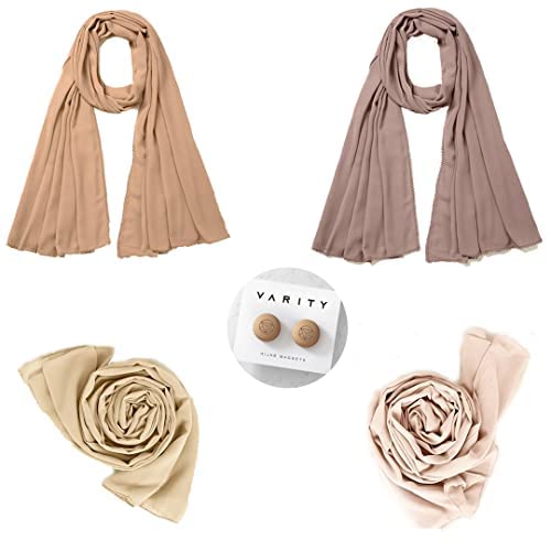 Pure Chiffon Hijab 3 in 1 Pack With Free Magnetic Hijab Multi Colour Plain Scarf Hijab Women Chiffon Shawl
