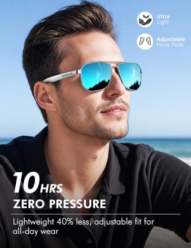 Image of Luenx Aviator Polarized Sunglasses for Men: Square UV400 Driving