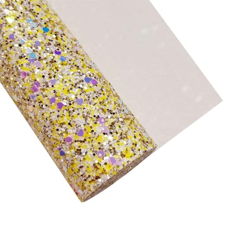 Tissu pailleté épais en similicuir jaune 20x120cm pour DIY et loisirs
