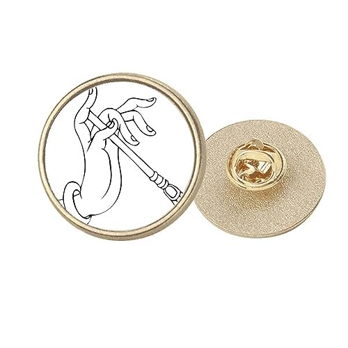 Broche ronde dorée et son dessin artistique fait main, éclat haut de gamme