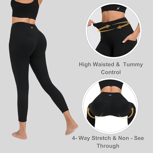 Image of High Waist Gym Leggings for Women Workout Yoga Pants with Side Pockets Skinny fit Tights Activewear