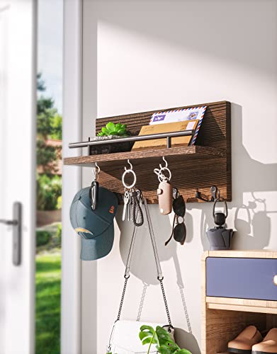 SWTYMIKI Natural Wood Key Holder for Wall, Rustic Key Hanger with 11 Hooks and Mail Holder, Home Decor Key Hooks Wall Mounted for Entryway, Mudroom, Hallway, Office, Living Room, Brown - Cosy Home Interiors SWTYMIKI Natural Wood Key Holder for Wall, Rustic Key Hanger with 11 Hooks and Mail Holder, Home Decor Key Hooks Wall Mounted for Entryway, Mudroom, Hallway, Office, Living Room, Brown - Image 3