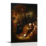 Rembrandt Harmenszoon Van Rijn Gemälde, Wandkunst, Poster, Drucke, Anbetung der Heiligen Drei Könige, Kunstdruck, Wandfoto, Farbe, Hängendes Bild, Familie, Schlafzimmer, Dekoration, Geschenkrahmen, 20