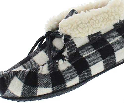 Chaussons mocassins écossais noir et blanc taille 6