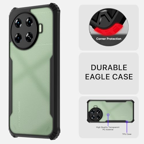 Image of Pikkme Techno Spark 20 Pro Plus 5G Back Cover | Crystal Clear Transparent Back | Ultra Hyrbid | Full Camera Protection | Raised Edge | Bumper Back Case (Black)
