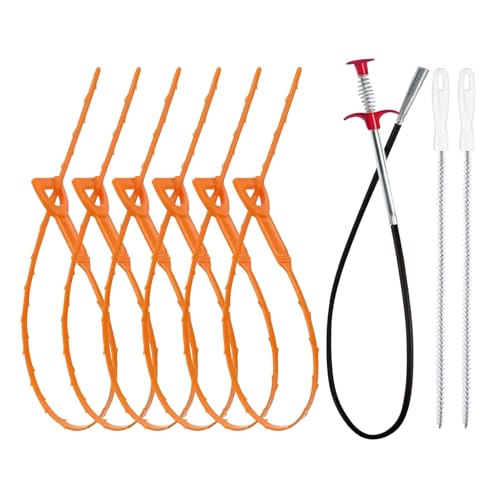 Herramienta de remodelación de obstrucción del fregadero, descarga el pelo remodelado, 9 herramientas de limpieza de drenaje para soldar el cabello | Protección de manguera reutilizable Plunger de