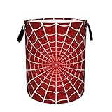 Red Spider Web Laundry Basket,Cobweb Halloween Collapsible Laundry Hamper Bedroom Waterproof,Bathroom Large Storage Bag,College Dormitory Living Room Nursery Organizer Toy Bin 16' x 20'