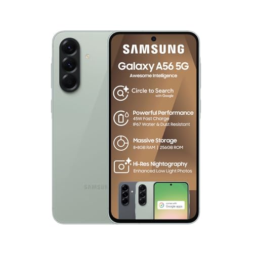 Samsung Galaxy A56 5G (Awesome Olive 12GB 256GB) | Awesome Intelligence: Circle to Search Intelligent Editing | Awesome 6 OS & 6 Years Security Updates | IP67- International