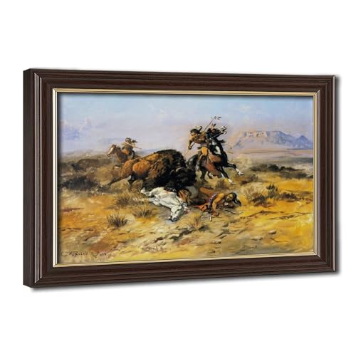 Portrait Buffalo Hunt Charles M Russell impression sur toile haut de gamme 30x45