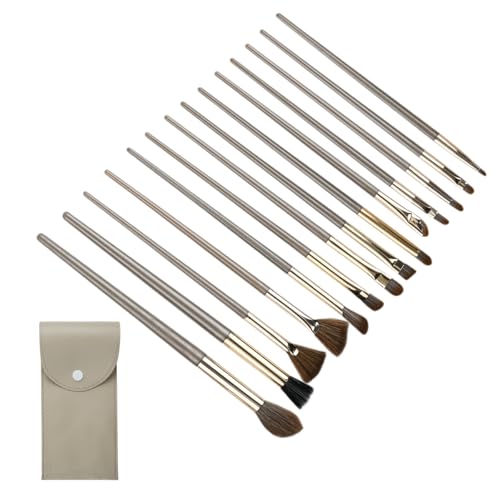 15 Pièces Set Pinceaux Maquillage Professionnel Doré avec Trousse de Rangement, Lot de Pinceaux Maquillage pour Visage et Yeux, Pinceau de Voyage en Nylon et Aluminium, Kit de Maquillage Complet