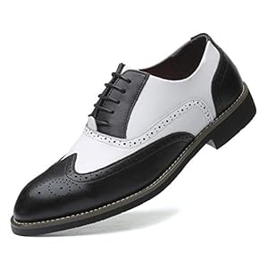 Mens Lace Up Dress Shoes Modern Double-Color Formal Business Wingtip Oxford Derby