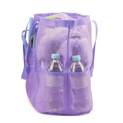 Large Mesh Beach Tote Bags for Sand Toys, Family Travel, Grocery, Reusable Shopping2