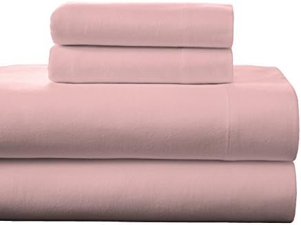 Pointehaven Flannel Deep Pocket Set with Oversized Flat Sheet, Full, Rose Quartz - Thumbnail 5
