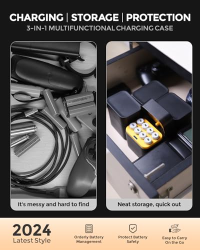 imuto Rechargeable aa Batteries with Charger, 3600mWh aa Lithium Batteries 8 Pack, 8 Slot Storage Box Style Lithium aa Battery Charger, 1.5V 2A Output, 1600+ Cycle Life, 3H Fast Charging - Image 3