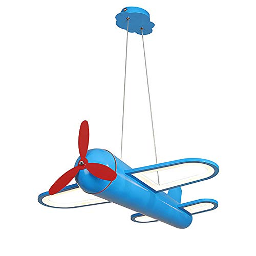 YMGW Plafonnier LED Avion, Lampe de Plafond Créatif pour Enfants Chambre Garçon Fille, Lustre Suspension Moderne, 42W Lumière Chaude, Bleu Cover