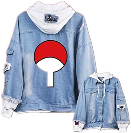GO2COSY Anime Naruto Cosplay Uchiha Sasuke Jacket Sweatshirt Denim Fleeces Costume Hoodie