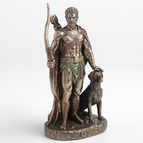 Estatua Odiseo y Argos 17 cm Resina Acabado Bronce miniatura 2