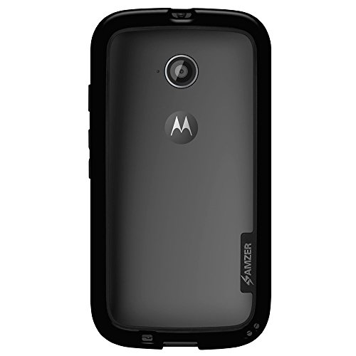 Amzer Border Case Hybrid Bumper Protector for Motorola Moto E 2nd Gen - Retail Packaging - Black