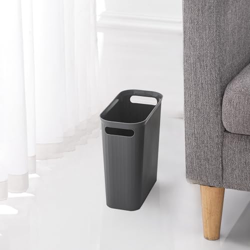 Caneca de basura rectangular pequeña 3.5 gal plástico gris miniatura 5