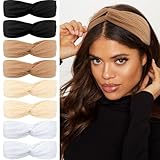 AHONEY 8 Pack Boho Headbands for Women, Knotted Hair Band Elastic Headband Fashion Twisted Head Wrap Bandeau Headbands 90s Hair Accessories for Women (Neutral)