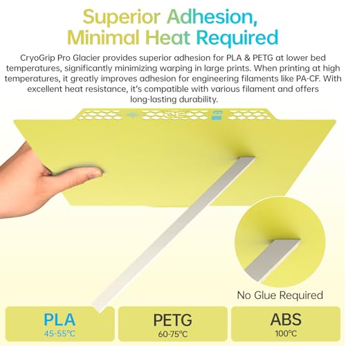Image of BIQU CryoGrip Pro Glacier Build Plate for Bambu-Lab 3D Printers | X2D P2S P1S P1P X1C X1E A1, Firm Adhesion, Double-Sided Spring Steel Sheet, Fine Texture, 257x257mm, Yellow