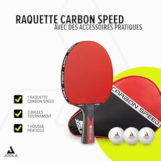 JOOLA Raquette de Ping-Pong, Carbon Speed - Raquette Professionnelle approuvée par l'ITTF pour Joueurs avancés - 5 Couches, Technologie Carbowood
