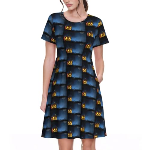 Robe citrouille Halloween avec poches idéale pour vos sorties décontractées et soirées d'été