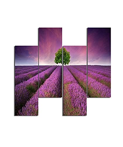 Tableau Violet Homemania 4 Pièces pour dynamiser un mur blanc de Salon