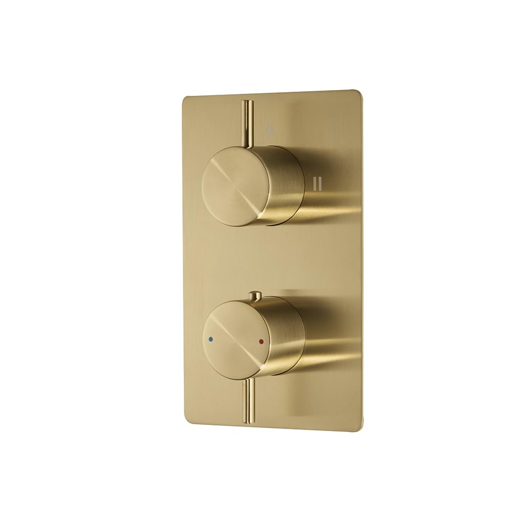 Milano Brushed Brass Otto 2 Outlet Twin Diverter Thermostatic Concealed Mixer Shower Valve