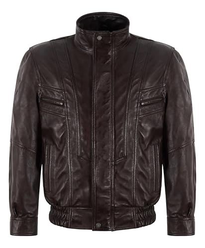 Blouson aviateur cuir véritable marron homme veste coupe classique style blouson 303