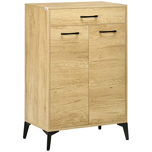 HOMCOM Schuhschrank, Schuhkommode mit Schublade, 4 Ebenen, Schuhregal mit...