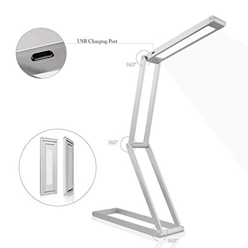 RTHGTFTD Lampka biurkowa USB. Akumulator DOPROWADZIŁO Lampa biurkowa długa Przenośna ściemnialna DOPROWADZIŁO Lampa stołowa Stopu Aluminium Składany Long Long Reading Light (Color : Gold)