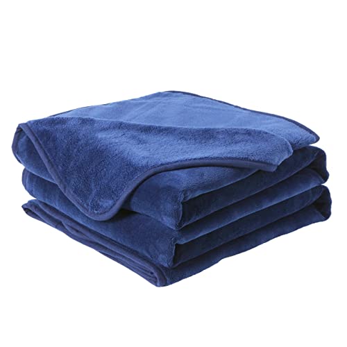 毛布 あったか もうふ シングル もこもこ ブランケット 敷毛布 暖かい ふんわり 洗える 軽量 マイクロファイバー やわらか なめらか ネイビー 140x200cm